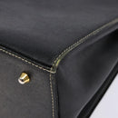 Burberrys Hand Bag Leather Black Gold Auth BA5185-10