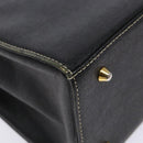 Burberrys Hand Bag Leather Black Gold Auth BA5185-11