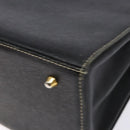 Burberrys Hand Bag Leather Black Gold Auth BA5185-12