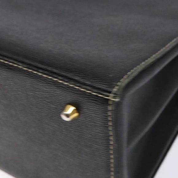 Burberrys Hand Bag Leather Black Gold Auth BA5185