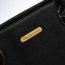 Burberrys Hand Bag Leather Black Gold Auth BA5185-14