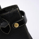 Burberrys Hand Bag Leather Black Gold Auth BA5185-15