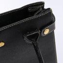 Burberrys Hand Bag Leather Black Gold Auth BA5185-16