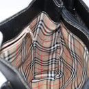 Burberrys Hand Bag Leather Black Gold Auth BA5185-18