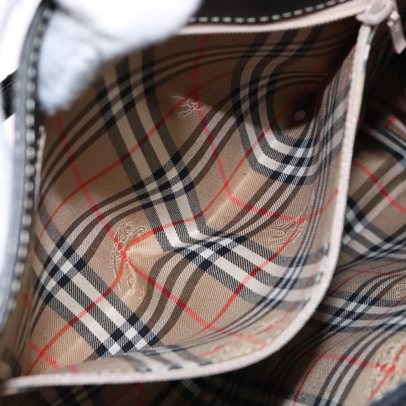 Burberrys Hand Bag Leather Black Gold Auth BA5185