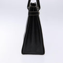 Burberrys Hand Bag Leather Black Gold Auth BA5185-5