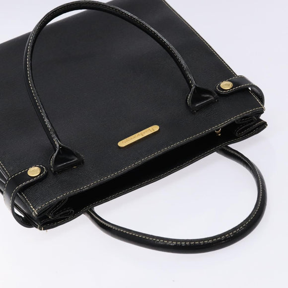 Burberrys Hand Bag Leather Black Gold Auth BA5185