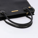 Burberrys Hand Bag Leather Black Gold Auth BA5185-7
