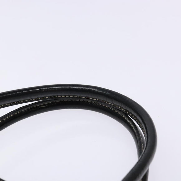 Burberrys Hand Bag Leather Black Gold Auth BA5185