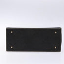 Burberrys Hand Bag Leather Black Gold Auth BA5185-9