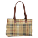 BURBERRY Nova Check Tote Bag PVC Beige Gold Auth BA5186-1