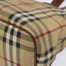 BURBERRY Nova Check Tote Bag PVC Beige Gold Auth BA5186-10