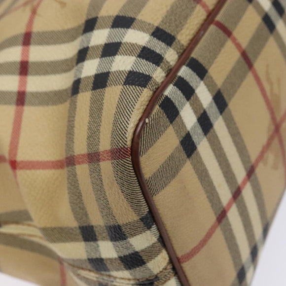 BURBERRY Nova Check Tote Bag PVC Beige Gold Auth BA5186