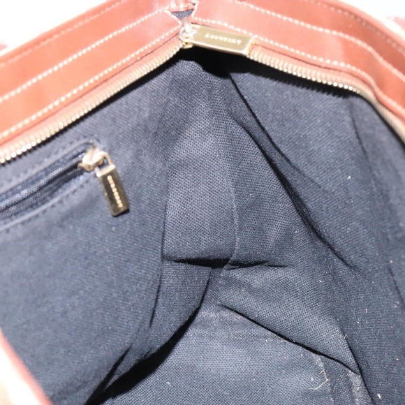 BURBERRY Nova Check Tote Bag PVC Beige Gold Auth BA5186