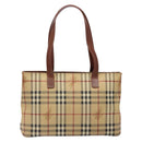 BURBERRY Nova Check Tote Bag PVC Beige Gold Auth BA5186-2
