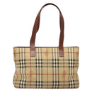 BURBERRY Nova Check Tote Bag PVC Beige Gold Auth BA5186-3