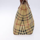 BURBERRY Nova Check Tote Bag PVC Beige Gold Auth BA5186-4