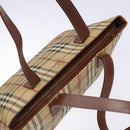 BURBERRY Nova Check Tote Bag PVC Beige Gold Auth BA5186-6