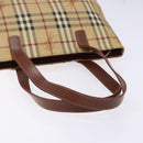 BURBERRY Nova Check Tote Bag PVC Beige Gold Auth BA5186-7