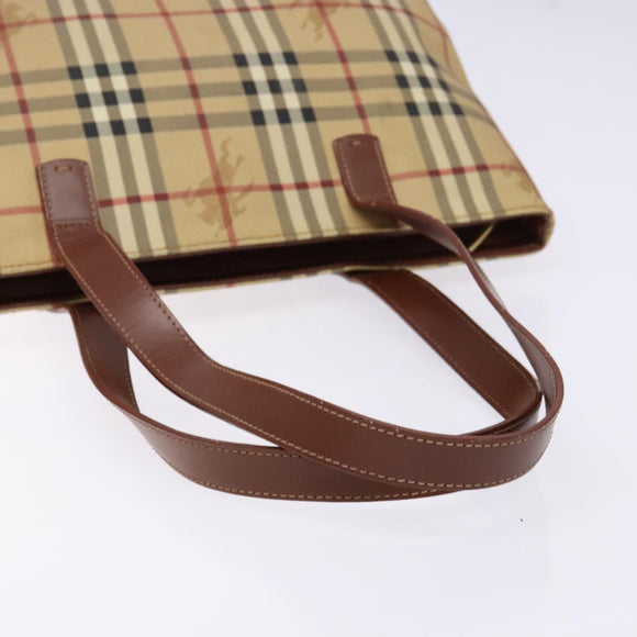 BURBERRY Nova Check Tote Bag PVC Beige Gold Auth BA5186