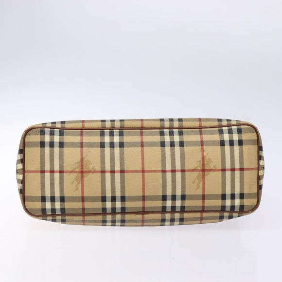 BURBERRY Nova Check Tote Bag PVC Beige Gold Auth BA5186