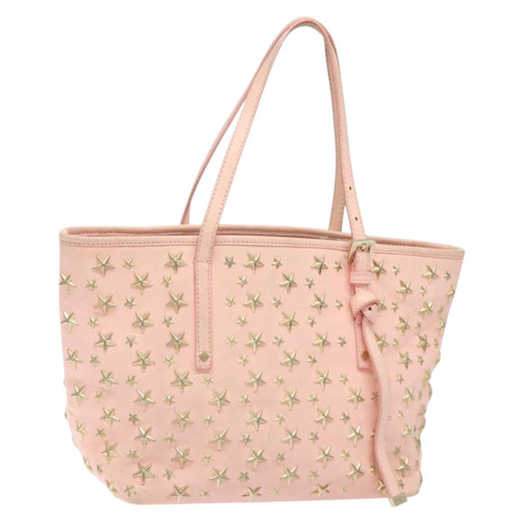 Jimmy Choo Studs Tote Bag Leather Pink Gold Auth BA5187