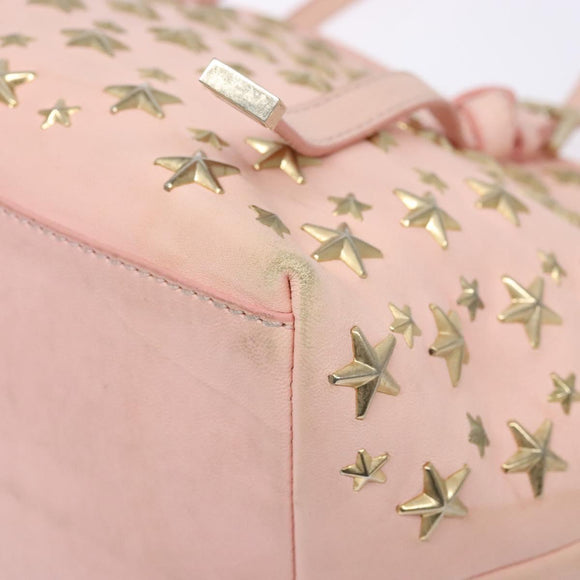 Jimmy Choo Studs Tote Bag Leather Pink Gold Auth BA5187