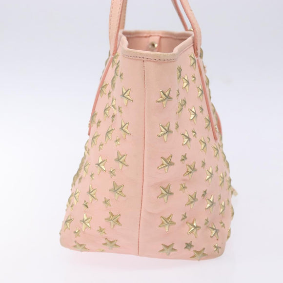 Jimmy Choo Studs Tote Bag Leather Pink Gold Auth BA5187