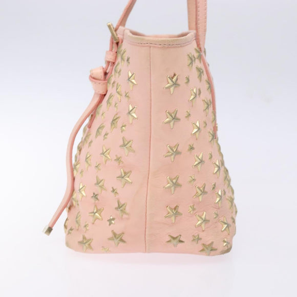 Jimmy Choo Studs Tote Bag Leather Pink Gold Auth BA5187