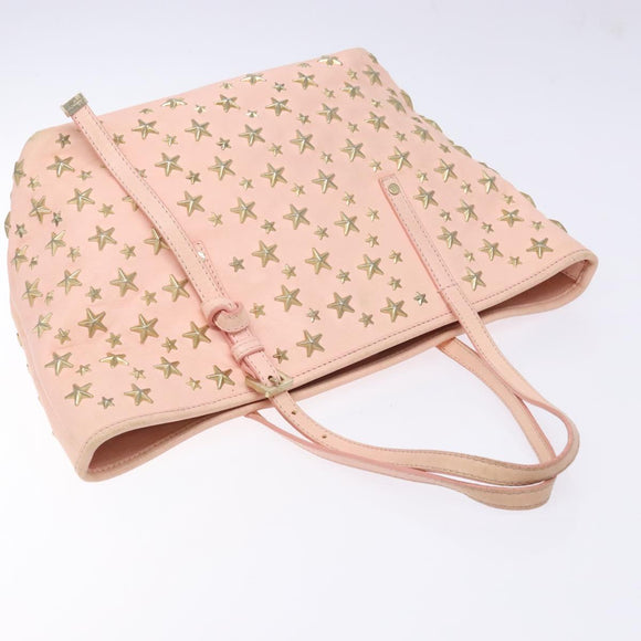 Jimmy Choo Studs Tote Bag Leather Pink Gold Auth BA5187
