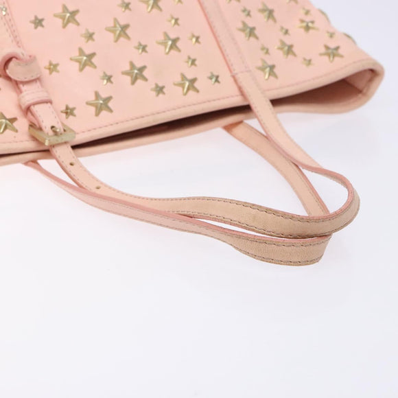Jimmy Choo Studs Tote Bag Leather Pink Gold Auth BA5187