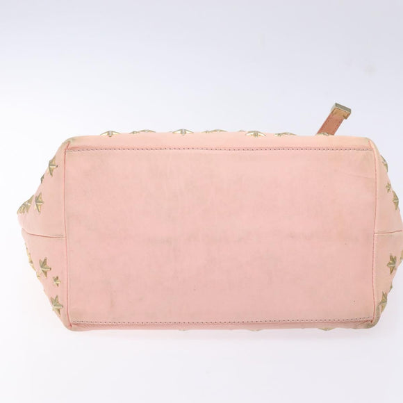 Jimmy Choo Studs Tote Bag Leather Pink Gold Auth BA5187