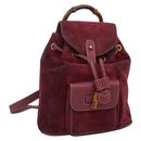 GUCCI Bamboo Backpack Suede Purple Gold 003 1705 0030 Auth BA5188-1
