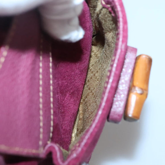 GUCCI Bamboo Backpack Suede Purple Gold 003 1705 0030 Auth BA5188