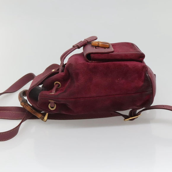 GUCCI Bamboo Backpack Suede Purple Gold 003 1705 0030 Auth BA5188