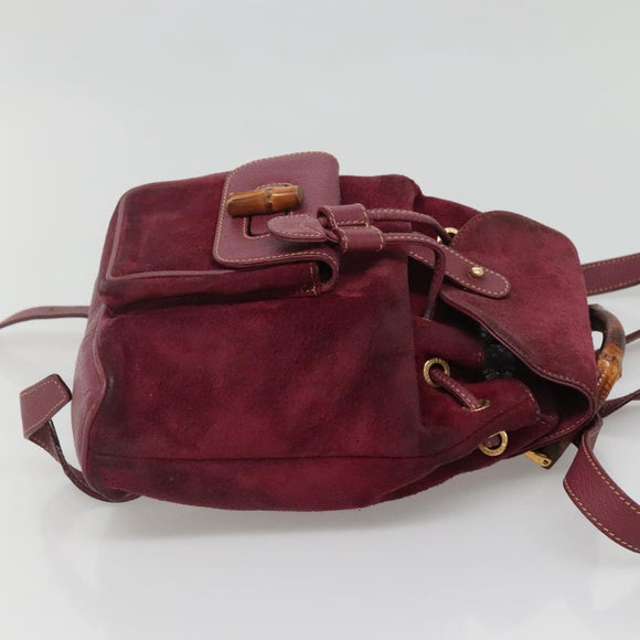 GUCCI Bamboo Backpack Suede Purple Gold 003 1705 0030 Auth BA5188