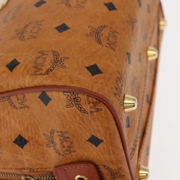 MCM Vicetos Logogram Hand Bag PVC 2way Brown Gold Auth BA5195