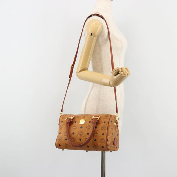 MCM Vicetos Logogram Hand Bag PVC 2way Brown Gold Auth BA5195