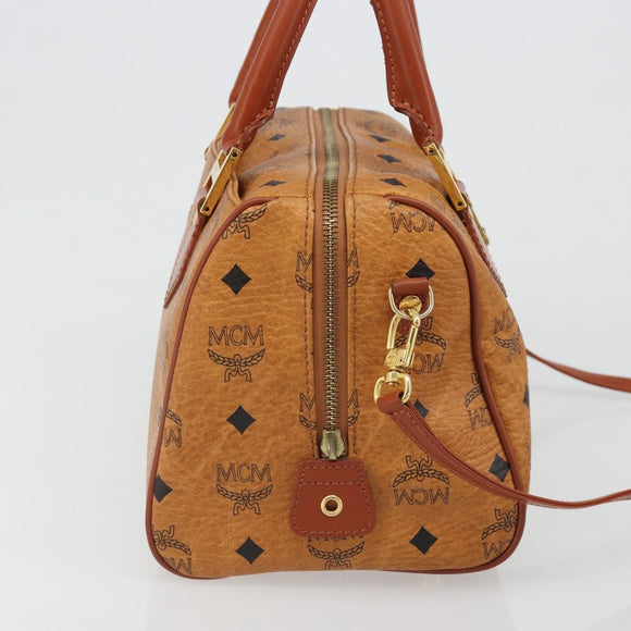 MCM Vicetos Logogram Hand Bag PVC 2way Brown Gold Auth BA5195
