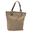 GUCCI GG Canvas Tote Bag Beige Silver 120836 Auth BA5201-1