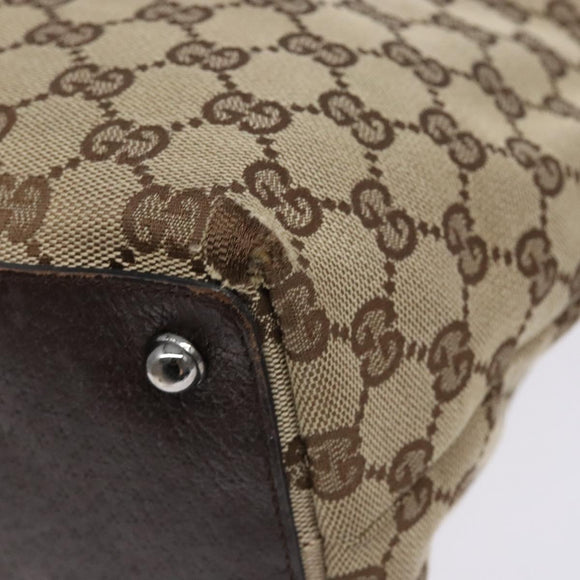 GUCCI GG Canvas Tote Bag Beige Silver 120836 Auth BA5201