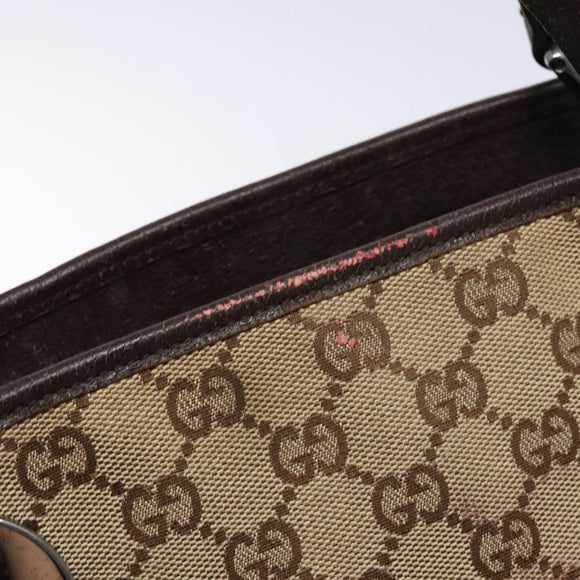 GUCCI GG Canvas Tote Bag Beige Silver 120836 Auth BA5201