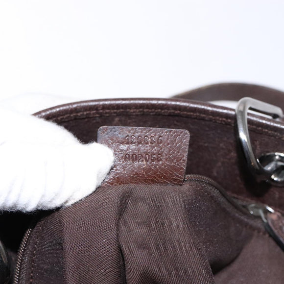 GUCCI GG Canvas Tote Bag Beige Silver 120836 Auth BA5201