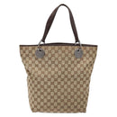 GUCCI GG Canvas Tote Bag Beige Silver 120836 Auth BA5201-2