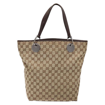 GUCCI GG Canvas Tote Bag Beige Silver 120836 Auth BA5201 - 0