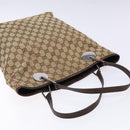 GUCCI GG Canvas Tote Bag Beige Silver 120836 Auth BA5201-6