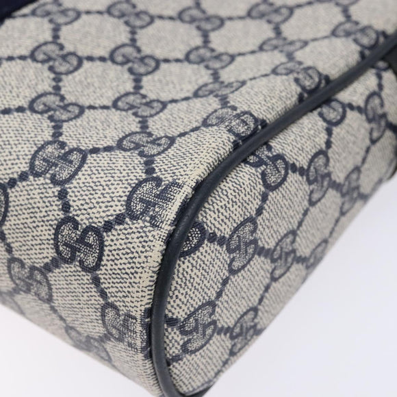 GUCCI GG Supreme Sherry Line Clutch Bag PVC Navy Gold 56 01 012 Auth BA5206