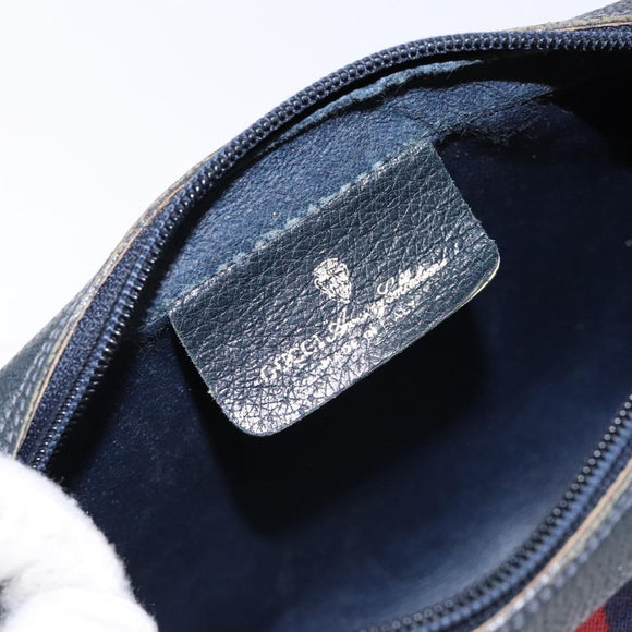 GUCCI GG Supreme Sherry Line Clutch Bag PVC Navy Gold 56 01 012 Auth BA5206