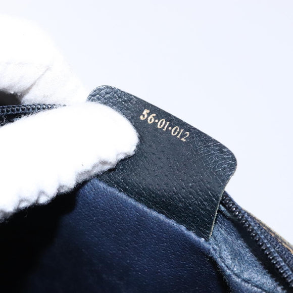 GUCCI GG Supreme Sherry Line Clutch Bag PVC Navy Gold 56 01 012 Auth BA5206