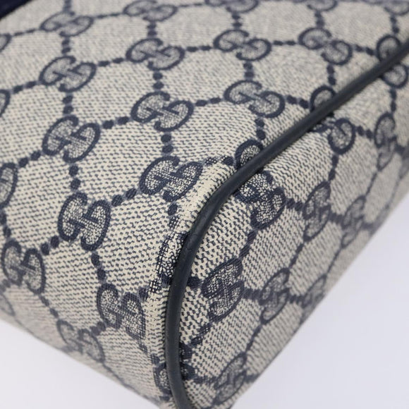 GUCCI GG Supreme Sherry Line Clutch Bag PVC Navy Gold 56 01 012 Auth BA5206